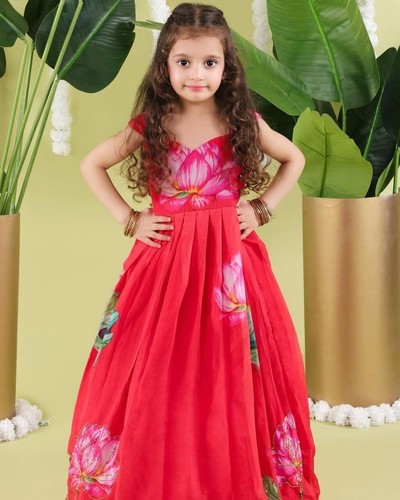 Star Georgette Gown small kids Wedding Bollywood Women party Wear Stitched Dres - Picture 2 of 9