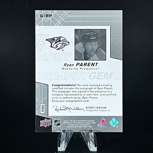 RYAN PARENT 2010-11 BLACK DIAMOND GEMOGRAPHY AUTOGRAPH G-RP FLYERS LOOK!! - Picture 2 of 2