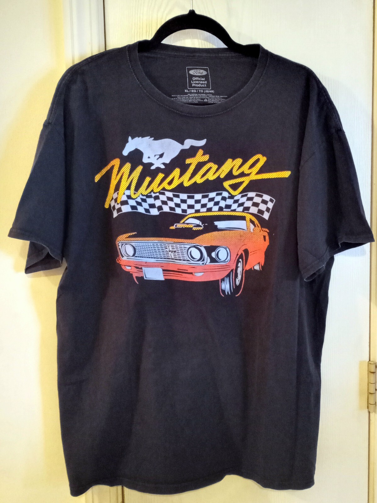 PONY T shirt ufficiale RETRO Ford Mustang adulto XL manica corta nera maglietta grafica
