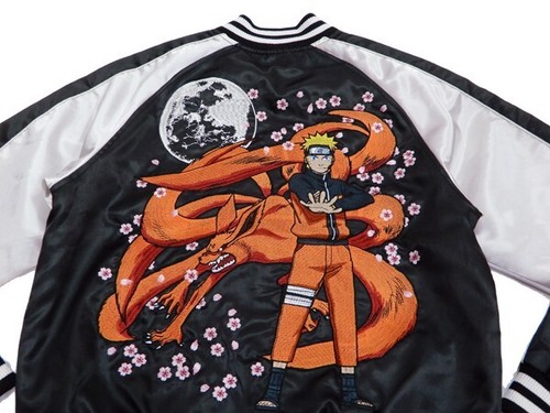 Naruto Shippuden The Nine-Tailed Embroidery Satin Jacket Black L Size Sukajan - Picture 2 of 7