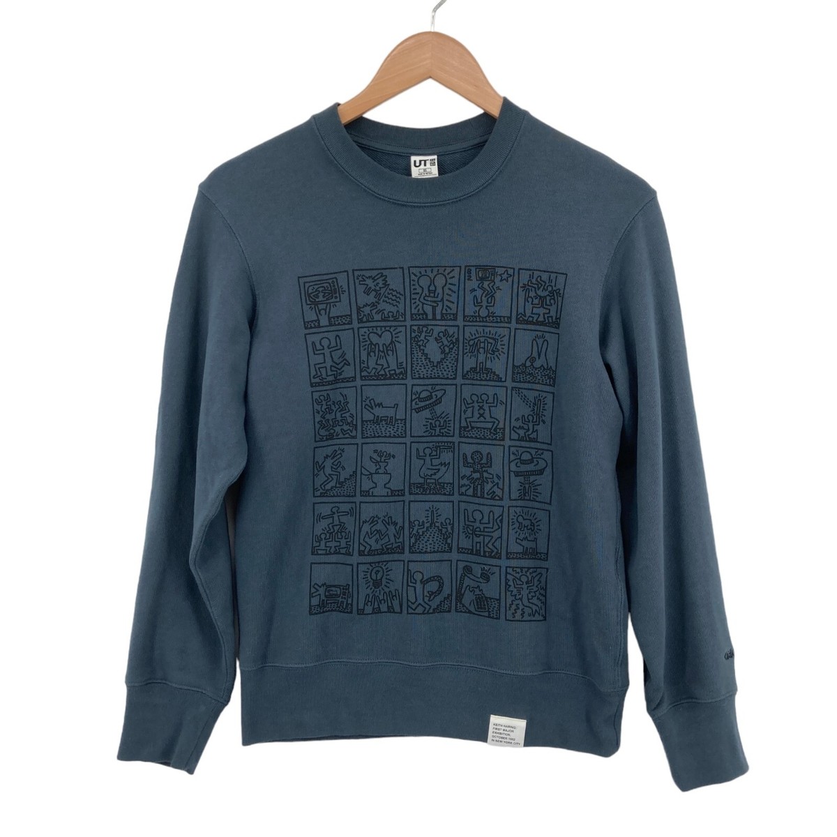 Uniqlo Sweatshirt Mens XS Blue Knit 100% Cotton Raglan