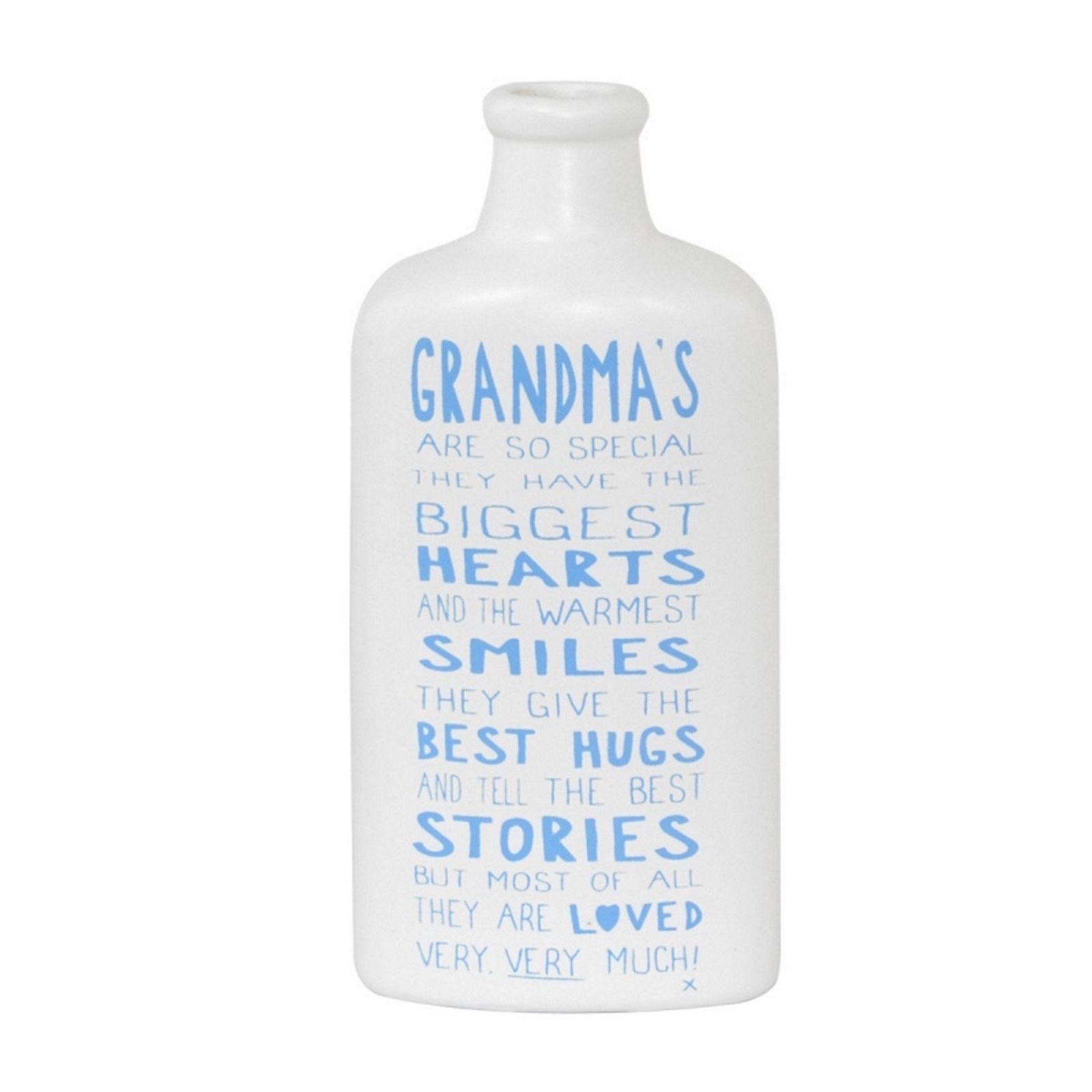 Grandma Gift Present Ceramic White Pink Sentiment Message Bottle Keepsake Gift