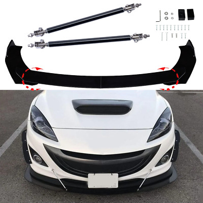 For Mazda Speed 3 5 6 CX3 Front Bumper Lip Spoiler Splitter+Body Kit Strut Rods