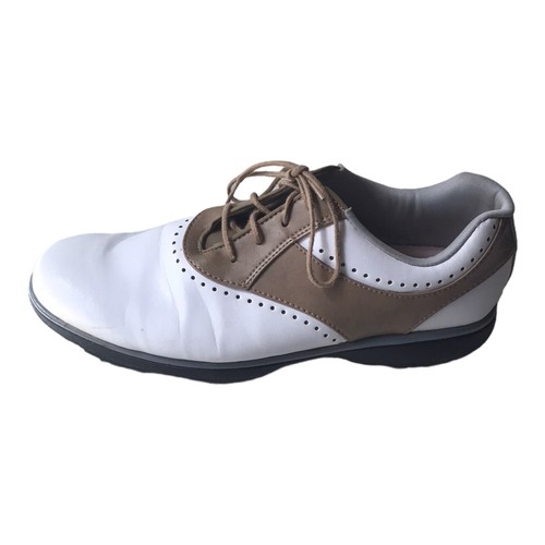 FootJoy Shoes Womens 9.5 M eMerge White Brown Leather Golf Cleats 93914 Read - Picture 9 of 15