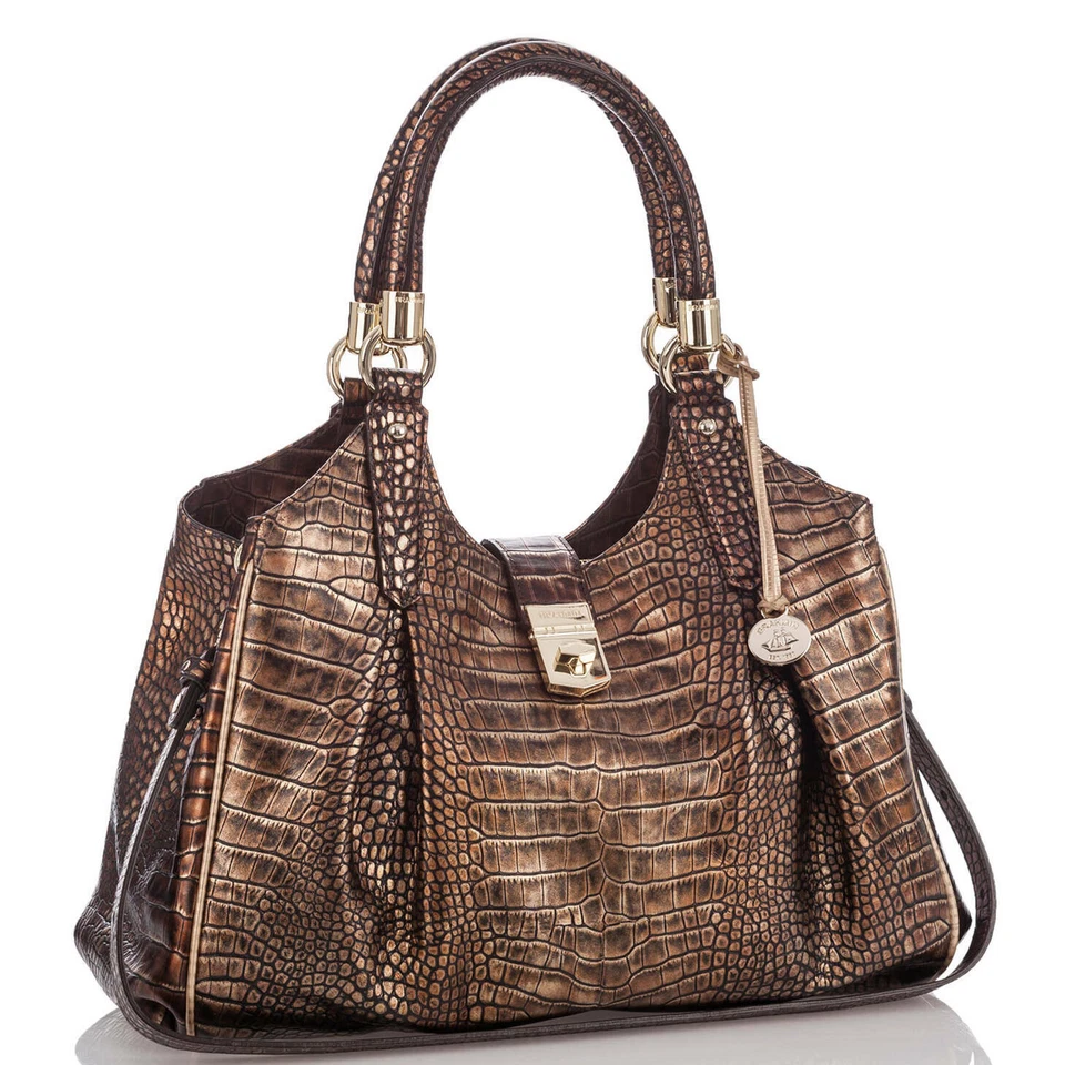 NEW BRAHMIN BROWN GOLD  LEATHER HOBO HANDBAG BAG SATCHEL - Image 3 of 4