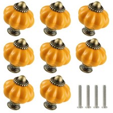 Burnt Yellow Ceramic Knobs 12 Pack - Pumpkin Cabinet Knobs Retro Dresser Knob...