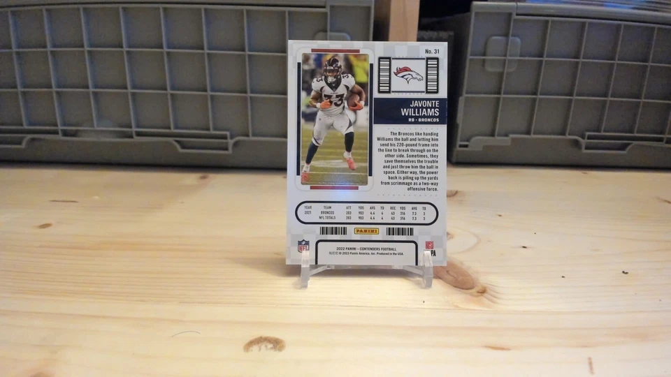 2022 Panini Contenders Javonte Williams Silver /199 #31 Denver Broncos - Image 2 of 2