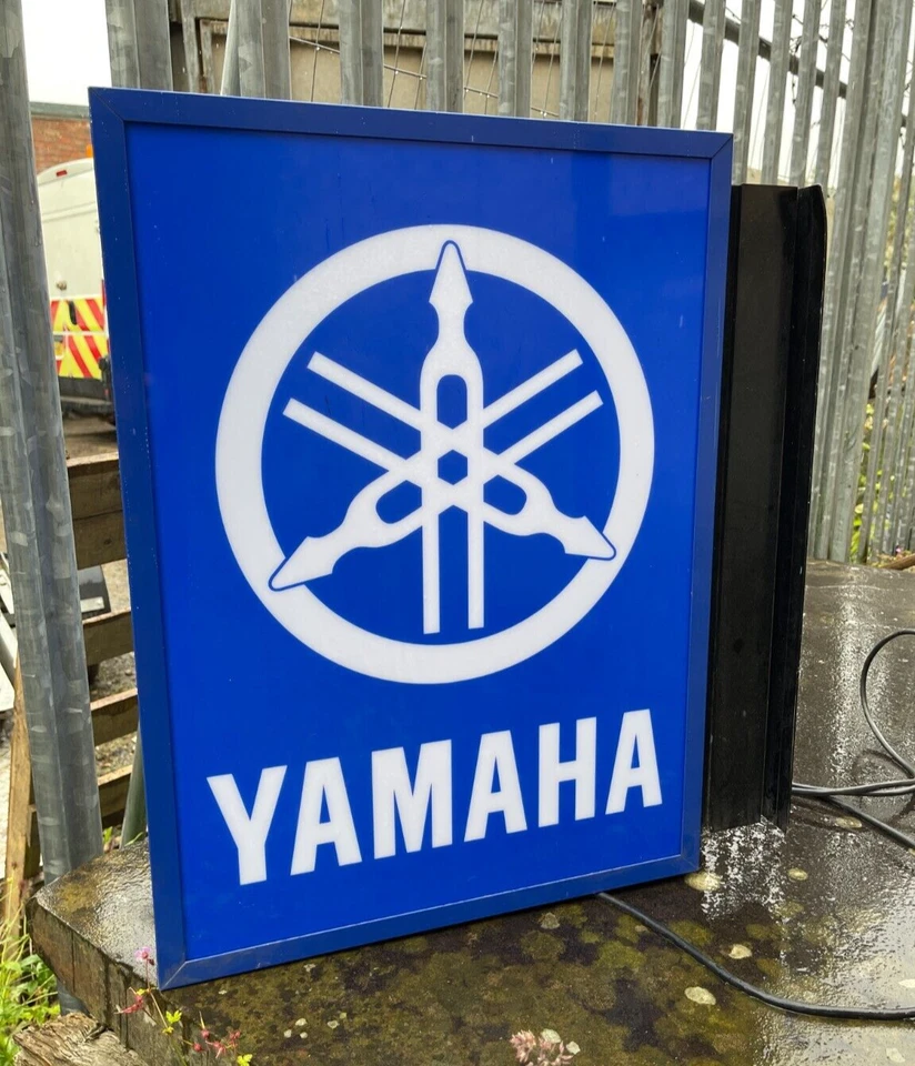 Letrero iluminado de doble cara Yamaha concesionario de motocicletas sala de exposición garaje Foto 4 de 4