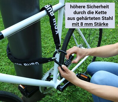 Zahlenschloss Fahrradschloss [Sicher + 8mm Stark] Fahrrad Schloss  Kettenschloss | eBay.de