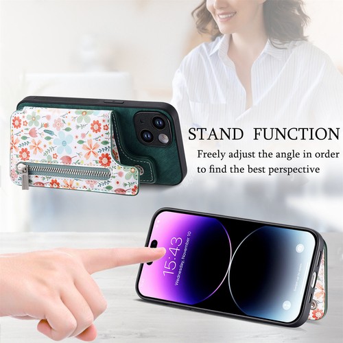 For iPhone 15 14 13 12 11 Pro Max Magnetic Zipper Card Wallet Leather Stand Case - Picture 39 of 63