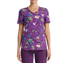Disney The Nightmare Before Christmas V Neck Print Scrub Top Scrubstar Womens