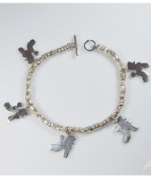 Silbernes Ineinandergreifendes Armband, Mit AnhäNger Silhouetten Von Pudel Welpe