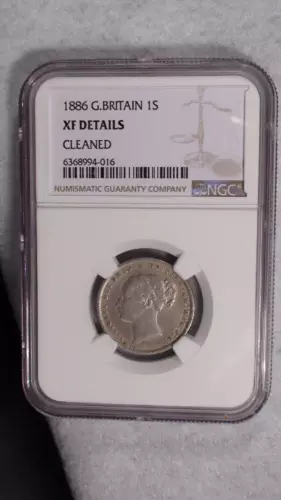 1886 Great Britain Shilling NGC EXTRA FINE SILVER 1S Coin PRICED TO SELL