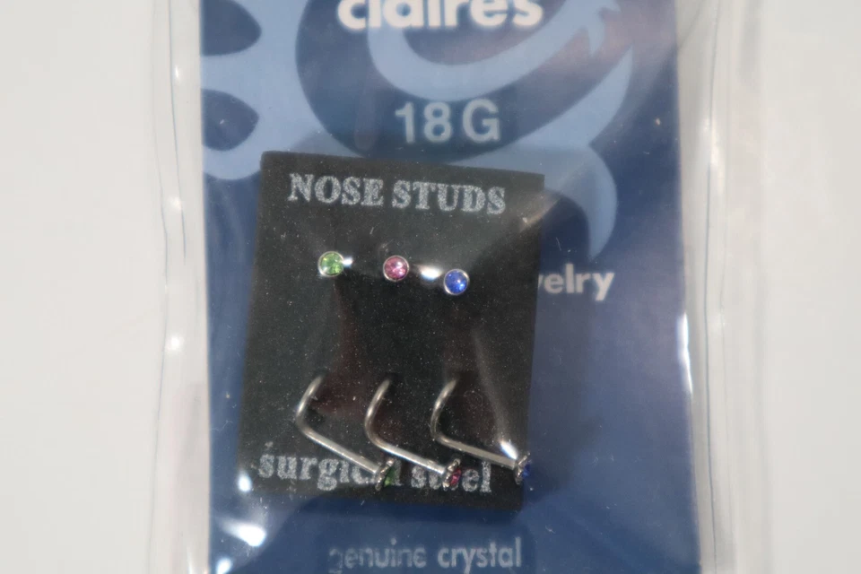 A3 6 18g crystal pink green blue Nose stud & spin body jewelry Claire's - Image 3 of 4
