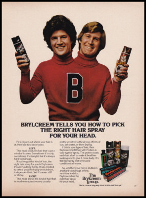 Brylcreem Hair Spray Print Ad 1974 Two Heads 70s Hairstyles Ebay