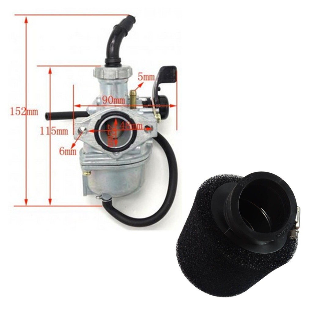 22MM PZ22 Right Side Lever Choke Carburetor Air Filter Go Karts ATV