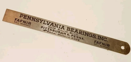 Vintage 6" Advertising Steel Rule Machinist Pennsylvania Bearings Inc Pittsburgh