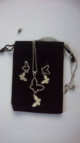 SILVER PLATED BUTTERFLY DANGLE NECKLACE 