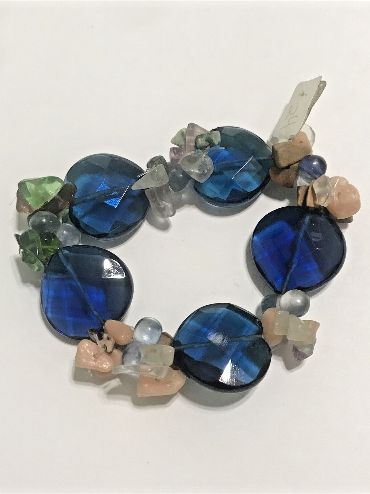 Vintage Elastic Bracelet with Blue & Multicolor Gemstones 6