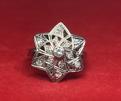 Feiner Platin Diamant Sternform Ring Größe 5,5