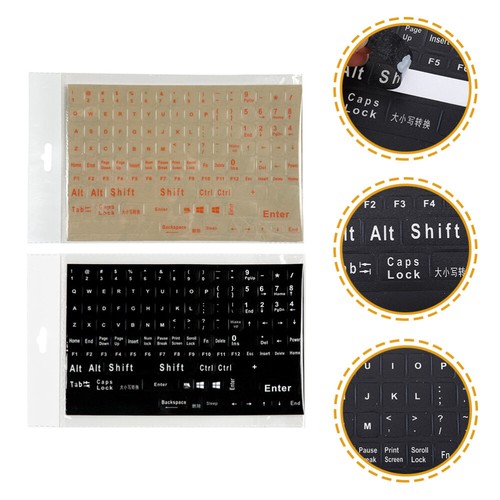 Lot De 6 Autocollants Pour Touches De Clavier - Lettres Anglaises, Noir Mat, PVC - Pour Ordinateur Portable Et Bureau - 7