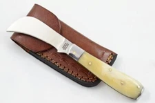 A Handmade D2 Steel Pruning Pen/Pocket Knife - Camel Bone Scales Steel Bolster