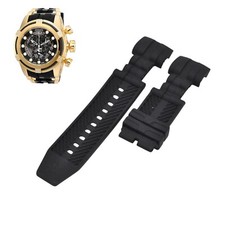 Bolt 20417 26mm Black Rubber Watch Strap For Invicta