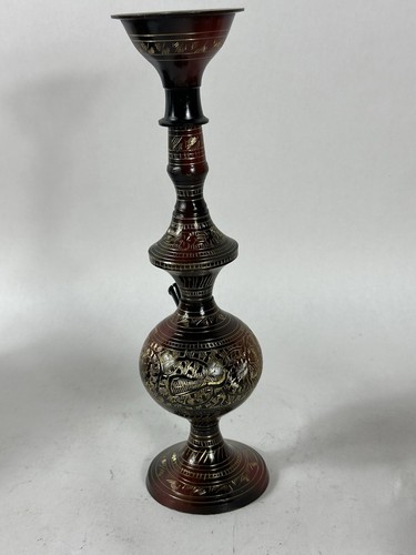 Copper & Brass Handcrafted Islamic Lacquer Painted Hookah Pot With Pipe - Picture 9 of 13