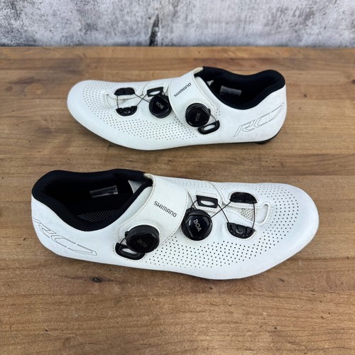 Light Use! Shimano RC7 Men's 43 EU White 3-Bolt Road Cycling Shoes BOA Dial - Picture 4 of 8