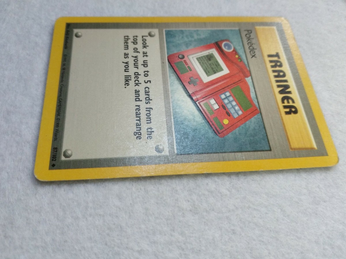 pokemon trainer pokedex card value Pokemon Pokedex 87/102, Uncommon, Trainer, Base Set Unlimited 1999 TCG –  CardboardandCoins.com main image 0