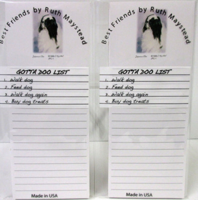 Japanese Chin Magnetic Refrigerator Notepads Set of 2 To Do List & Grocery Lists