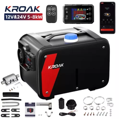 KROAK® 5KW-8KW 12V 24V bluetooth Remote Diesel Air Heater For Car Truck Van