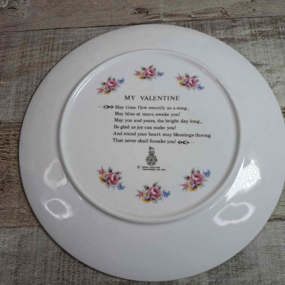 Vintage Royal Doulton Valentine Day’s Plate Roses Love Poem My