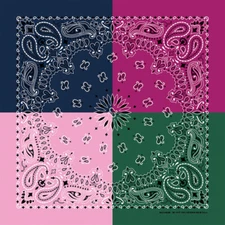 Carolina Creative Quad 4-Color Bandanna (Spring) Paisley 22" x 22" Hav-A-Hank