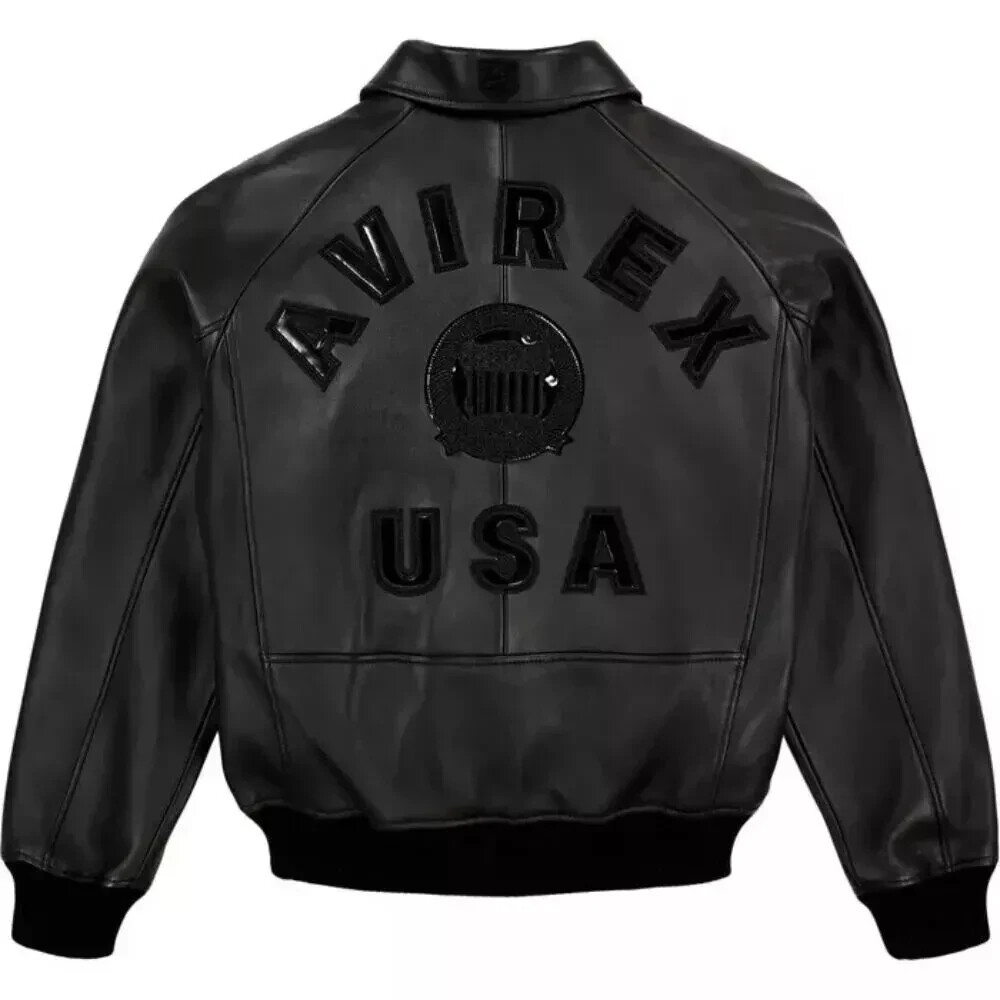 ALTRA Giacca Uomo Nera Avirex Edizione USA Bomber Stile Volo Vera Pelle di Vacchetta