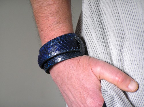 Women Genuine Snake Leather Belt Wristband Bangle Cuff Bracelet Punk Adjustable - Picture 6 of 12