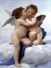 First kiss angels by W. Bouguereau Tile Mural Kitchen Backsplash Marble Ceramic