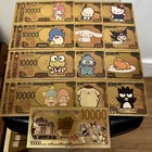 24k Gold Foil Plated Hello Kitty and Friends Banknote Set Anime Collectible