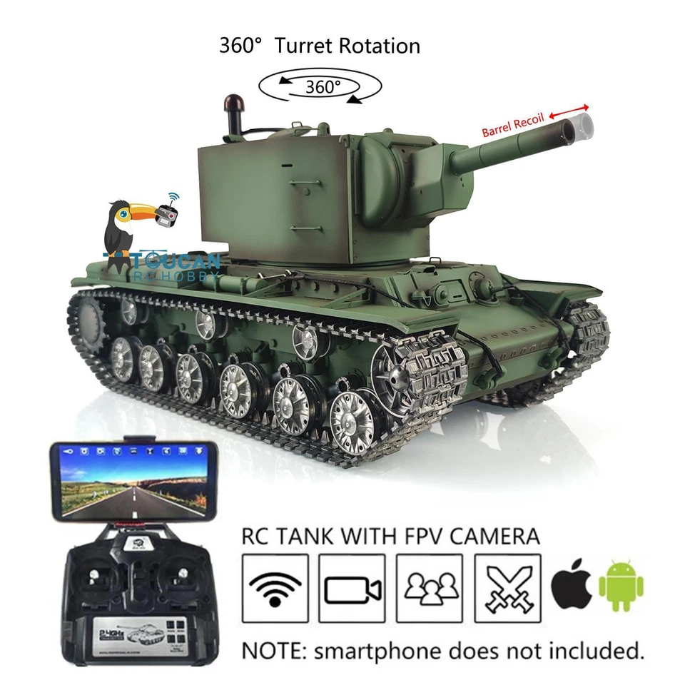 1/16 Henglong TK 7.0 Soviet KV-2 Main Battle RTR BB IR RC Tank 3949 FPV Recoil - Image 3 of 4