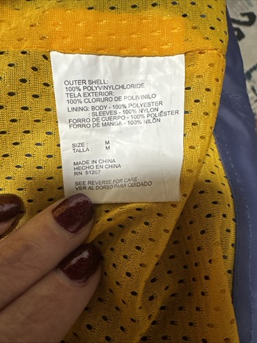 Vintage MISTY HARBOR Blue Women’s PVC Hooded Rain Jacket Lining, Medium - Picture 4 of 5