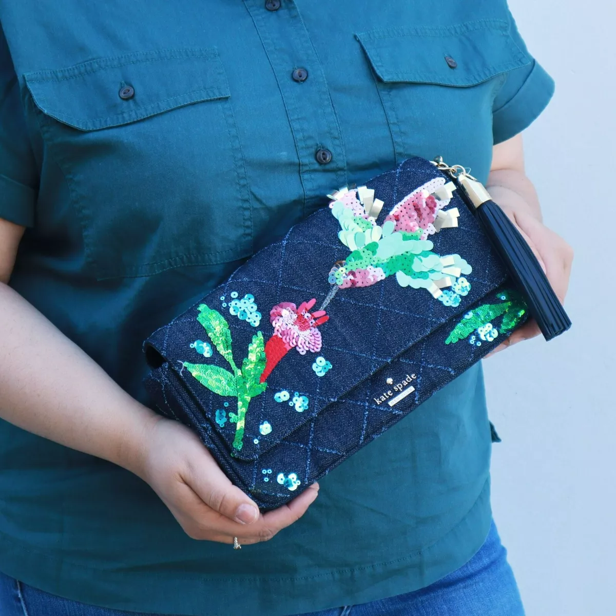 NWT Kate Spade Hummingbird Serena Shoulder Bag Denim 328 eBay