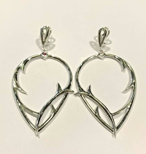 Stunning Hanging Sterling Silver & 14k Gold Earrings