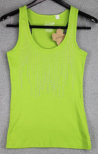 Grame Tank Top Women's Size L Green Sleeveless Studded Cotton Blend