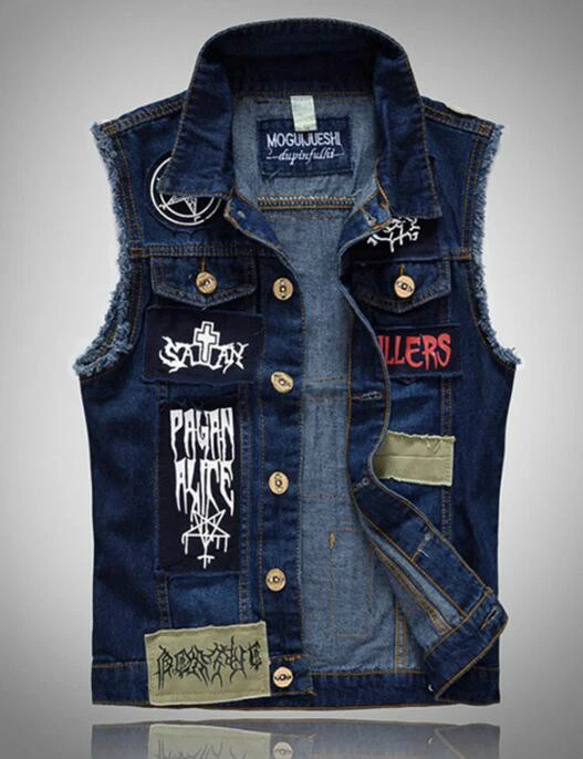 Buy Enjoybuy Mens Sleeveless Ripped Denim Jacket Retro Motorcycle Jeans Vest  Raw Cuff Lapel Collar Jacket at Amazon.in