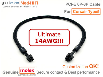  Ultimate 14AWG PCI-E GPU 6-Pin Cable for Corsair Type5 (SF, SF-L, RMx-Shift)