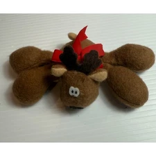 Hallmark Plush Reindeer Christmas Ornament Decoration Holiday Decor Brown Red