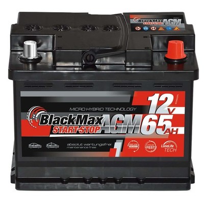 AGM Autobatterie 12V 65Ah BlackMax Start-Stop Starterbatterie VRLA ersetzt 60Ah