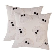 Tosleo Halloween Throw Pillow Covers 18x18 18" x 18" Pack of 2 White Ghosts1