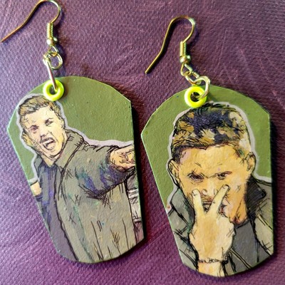 artisan made Supernatural Dean Winchester Eye of the Tiger charm earrings 