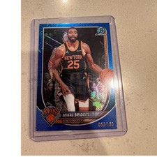 Topps 2025-26 Bowman Chrome Mikal Bridges Blue Mojo Refractor Serial 052/150 NY